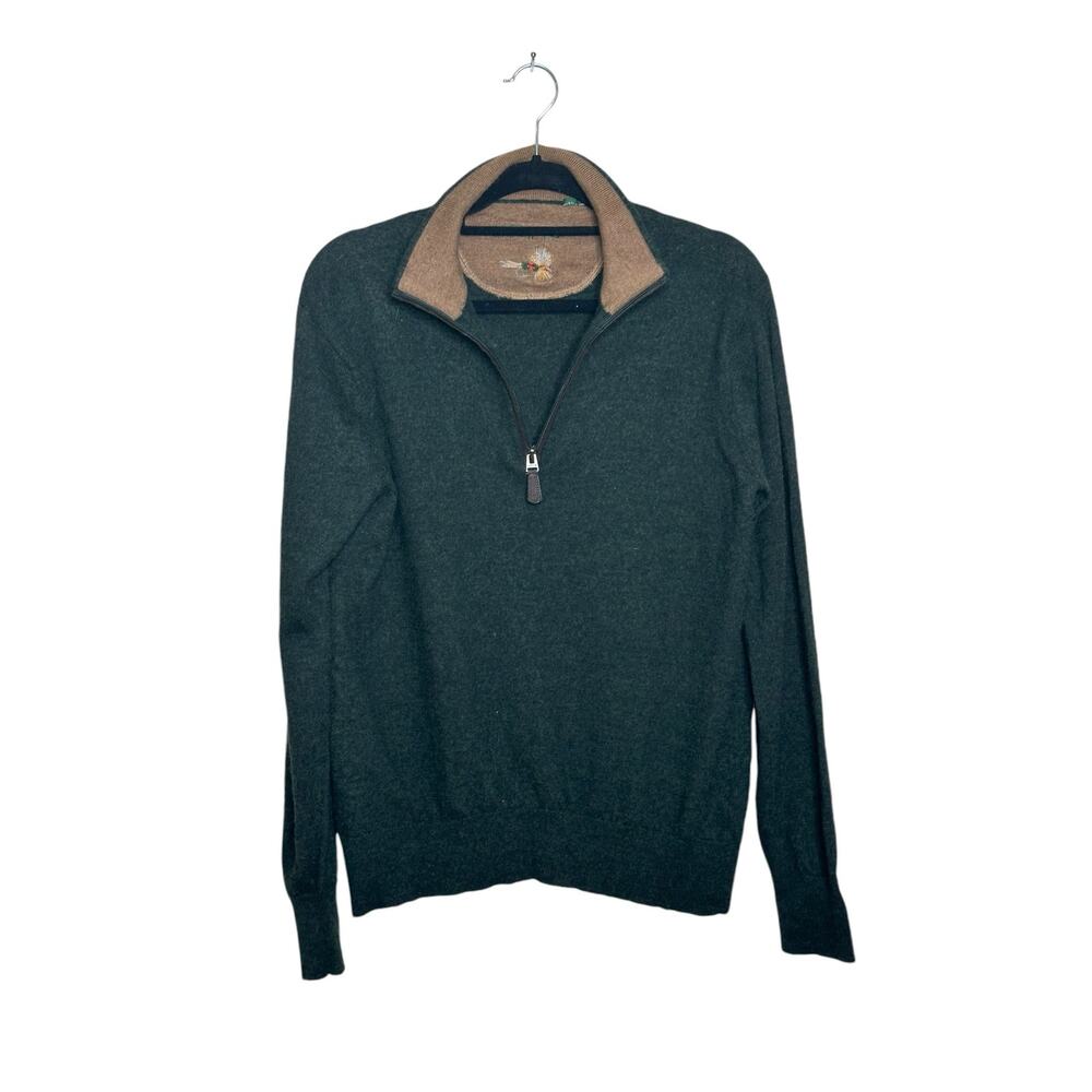 Orvis dark green 1/4 zip neck pullover sweater size Small